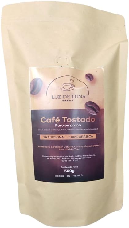 Café Tostado Tradicional en Grano 500g, LUZ DE LUNA