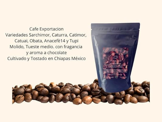 Cafe LUZ DE LUNA, Region Chiapas, Exportacion, molido 250g