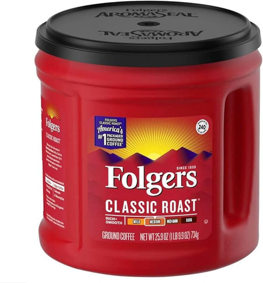 Folgers - Folgers Café Tostado Clásico Café Tostado y Molido - MEDIO 876g (Presentación puede variar)